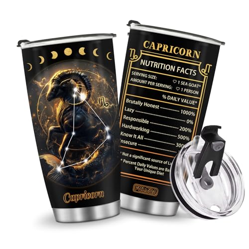 Horoscope Capricornus Insulated Tumblers Mug Cup Gifts for Birthday Boys Girls Men Women Son Daughter Travel Essentials Accessories Must Have Cold Iced 20oz - color: Capricornus-660