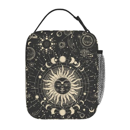 Sun and Moon Mystic Goth Witchy Black Lunch Box Reusable Insulated Totes Lunch Bag Thermal Cooler For Boy Girls School Men Women Beach Travel - color: Sun and Moon Mystic Goth Witchy
