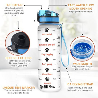 Hyturtle Personalized Black Cat Water Bottle - 32oz Motivational Water Bottle with Leak-Proof Lid & Time Marker - Custom Name Gift for Black Cat Lovers, Women, Girls - Birthday & Christmas Gift - color: Cat