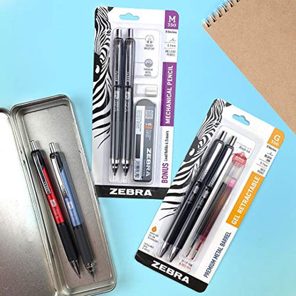 Zebra Pen M-350 Mechanical Pencil, 0.7mm Point Size, Space Black Barrel, Refillable Eraser, 12 Pack - color: Black Barrel, size: 1 Count (Pack of 12)