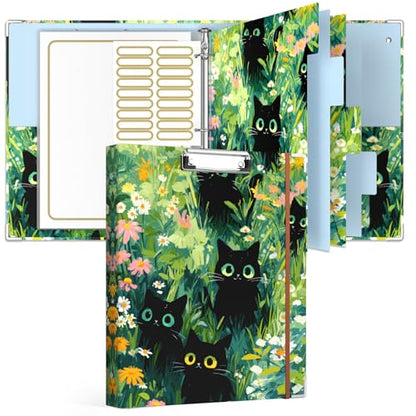 Rouidr 3 Ring Binder with clipboard, 1 inch 8.5 x 11 in Letter Size View Binders Organizer with Dividers Tabs & Clear Sleeves, School Supplies, Office Supplies - color: Black Cats, size: 1in(Letter Size)