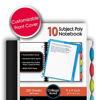 iScholar iQ+ Poly Cover 10 Subject Notebook, College Ruled, 11 x 8.5 Inch, 250 Sheets, Teal (58900-TL) (Pack of 6) - color: Teal, size: 10 Subject (Pack of 6), style: College Ruled