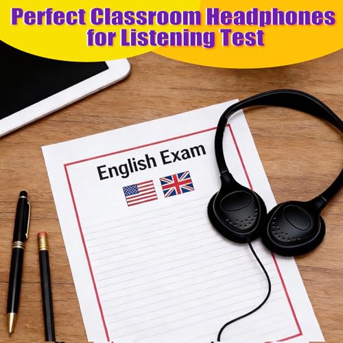 Yunsailing 30 Pack Over Ear Wired Headphones Bulk for School Classroom Student, Adjustable Headband with 3.5mm Jack, Lightweight Design Earphones for Classroom Learning and Testing (Black) - color: Black