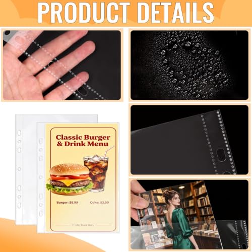 VOKOY 25 Pack 5.5x8.5 Inch Sheet Protectors for 3 or 6 Ring A5 Binder, Half Letter Size 7 Holes Mini Heavy-Duty Sheet Protector Sleeves Crystal Clear Playbill Binder Pockets - size: 5.5x8.5 Inch-1 Pocket, style: 25 Pack