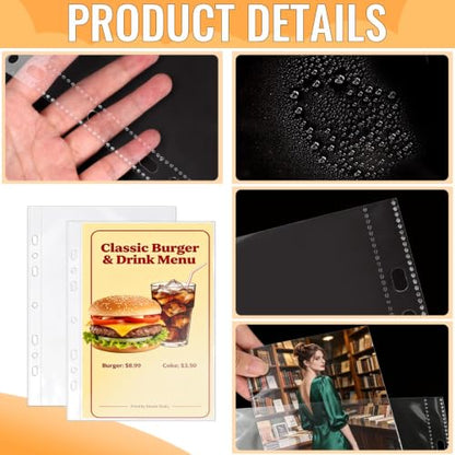 VOKOY 25 Pack 5.5x8.5 Inch Sheet Protectors for 3 or 6 Ring A5 Binder, Half Letter Size 7 Holes Mini Heavy-Duty Sheet Protector Sleeves Crystal Clear Playbill Binder Pockets - size: 5.5x8.5 Inch-1 Pocket, style: 25 Pack