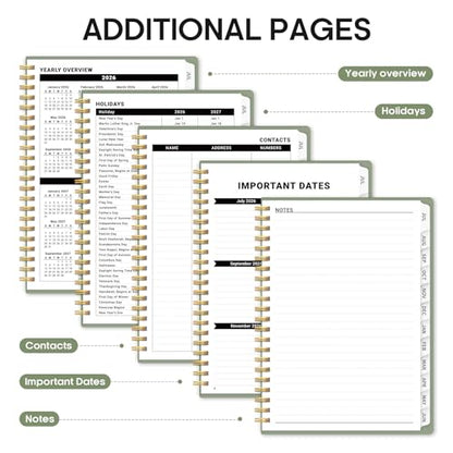 Planner 2026-2027, 6.3" x 8.5" Weekly and Monthly Academic Year Planner Calendar, July 2026 - June 2027, Hardcover Large School Planning Agenda With Tabs, Perfect for School & Office Supplies, A5, Green - color: A-Green, size: A5(6.3"x8.5")