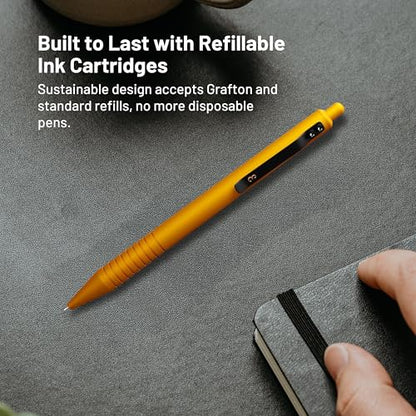 Everyman Amber Grafton Super Matte Full Click Refillable Gel Pen | Durable EDC Writing Tool with Deep Grip | Smooth 0.7mm Ink Flow for Daily Use, Notes, Journaling, and Office Essentials - color: Amber, style: Full Click