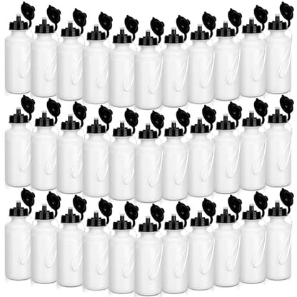 Ziliny 72 Pcs Resuable Water Bottles Bulk for Kids 20 oz Squeeze Sports Plastic Water Bottles with Lanyards Blank DIY Cups for VBS Back School Operation Christmas Summer Camp - color: White