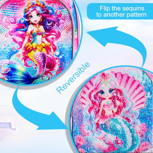 WZLVO 4PCS Rolling Backpack for Girls, Kids Mermaid Roller Backpacks with Wheels for Kids, Wheeled Bookbag Set for Toddler Elementary School - color: Mermaid Pink