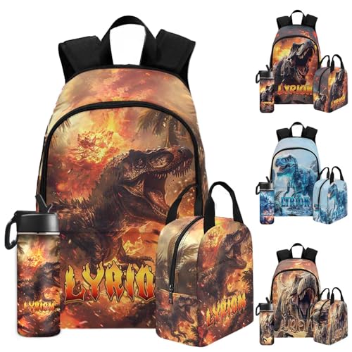 Customize Boy Backpack Cool Animal Pattern School Bookbag with Kid's Name for Boys Lightweight Backpacks Lunch Tote Bag for Kid Girl Boy Custom School Bags for Son Grandson Birthday - color: Color 06