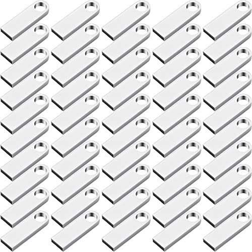 Fabbay 50 Packs 2.0 Flash USB Drives Bulk Waterproof Flash Thumb Drives Memory Pen Stick Small Mini Zinc Alloy Design for PC Computer Laptop Office School Data Storage Silver (128 Mb) - color: 128 Mb