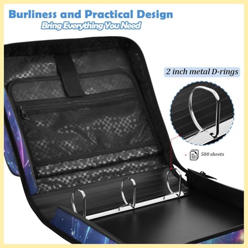 Whale 2-inch 3 Ring Zipper Binder with Shoulder Strap Holds 14 Inch Laptop for Students and Office - color: Whale