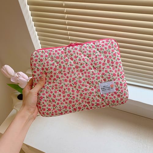 Laptop Bag for 13 14 Inch Notebook, Water-Resistant Briefcase Style Carry Case with Soft Padded Protection, Shockproof Zippered Computer Sleeve for Mac-Book Air/Pro, Business & Travel - color: Pink Flower