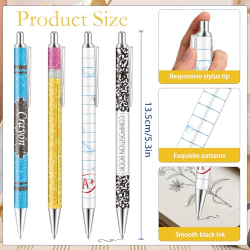 Teachers Ballpoint Pens Gifts - 16 Pcs Teacher Appreciation Set Back to School Retractable Writing Ball Point Pen Thank You Gift for Women Classroom Student Coworker Office Party Supplies - style: Teachers