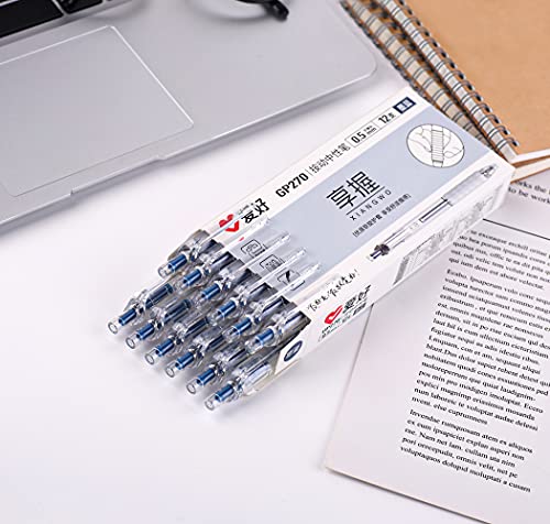 czxwyst GP270 Refillable & Retractable Gel Ink Pens with Soft Grip Large Capacity 0.5mm Fine Point 12-Pack (Blue Black) - color: Blue Black