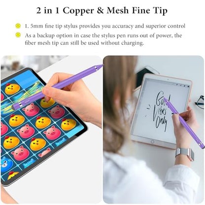 Stylus Pen for Touchscreen, Kenkor Rechargeable Digital Fine Point Active Tablet Pencil, Stylus Pen for iPhone/Switch/Android/Apple iPad Pro/Air/Mini/Samsung/Cellphone/Tablet Drawing & Writing -Purple - color: Purple