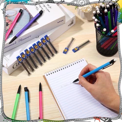 480 Pcs 0.7mm Mechanical Pencils Bulk Set Include Mechanical Pencil with Eraser HB Lead Refills for Art Office Classroom School Student Writing Drawing Sketching Supplies - color: Red, Green, Blue, Purple, Yellow, Black