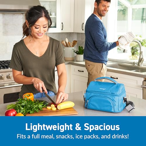 Bentgo Deluxe Lunch Bag - Durable and Insulated Lunch Tote with Zippered Outer Pocket, Internal Mesh Pocket, Padded and Adjustable Straps, & 2-Way Zippers - Fits All Lunch Boxes (Blue) - color: Blue