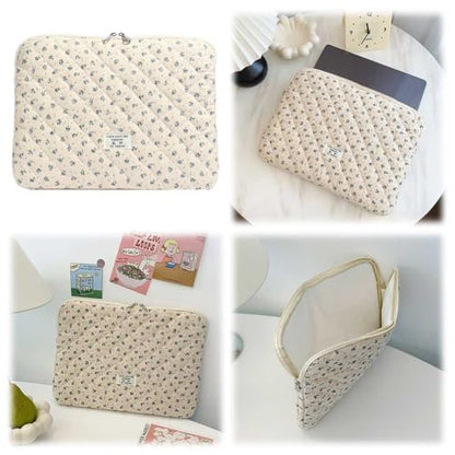 Floral Laptop Sleeve Quilted Laptop Carrying Case Protective Cute Computer Sleeve for 13 14 Inch Laptop Tablet - color: Blue Little Flower