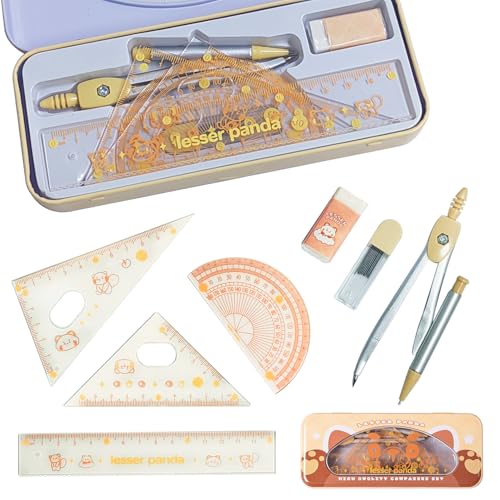7Pcs Geometry Set for Students – Math Protractor, Compass Geometry Tool, Ruler & Mechanical Pencil, Back to School Math Kit for Kids, School Supplies for Classroom, Drafting Tools with Case