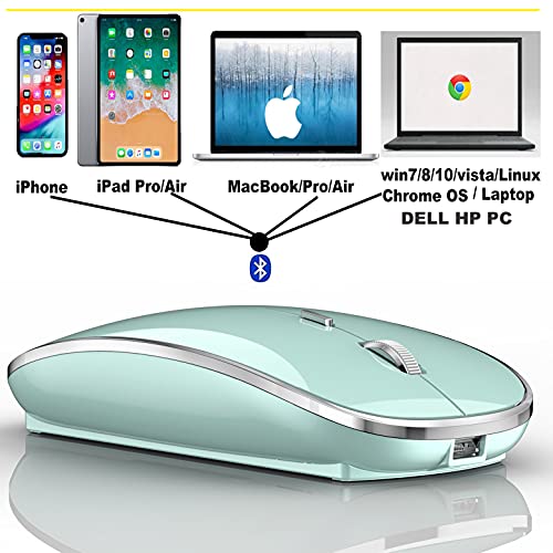 Rechargeable Bluetooth Mouse Wireless Bluetooth Mouse for iPad pro iPad Air Mac MacBook Pro MacBook Air Laptop Chromebook Windows HP DELL (Blue) - color: BLUE