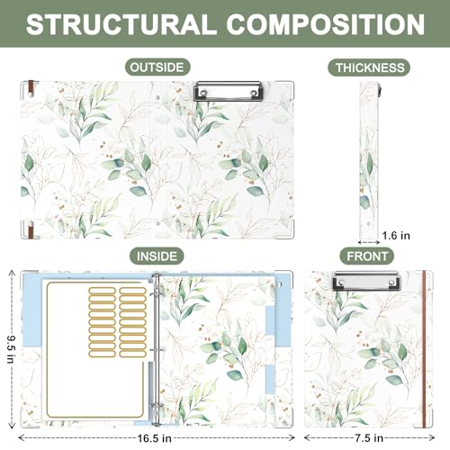 Rouidr Mini 3 Ring Binder with Clipboard, 1 inch Round 8.5 x 5.5 in Cute Binders Organizer with 5 Dividers Tabs & Clear Sleeves, School Supplies, Office Supplies, Leaves - color: Leaves, size: Mini 1in(8.5 x 5.5 in)