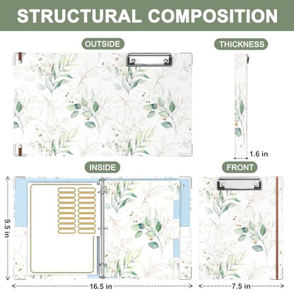 Rouidr Mini 3 Ring Binder with Clipboard, 1 inch Round 8.5 x 5.5 in Cute Binders Organizer with 5 Dividers Tabs & Clear Sleeves, School Supplies, Office Supplies, Leaves - color: Leaves, size: Mini 1in(8.5 x 5.5 in)