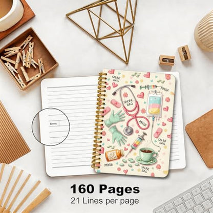 2 Pcs Nurse Gifts A5 Spiral Notebook,Nursing Student Gifts Journal Notebook | 160 Pages Nurse Appreciation Gifts Spiral Notepad, Nurse Essentials for Work Hardcover Journals, Nursing School Supplies - color: Multicolour 0016