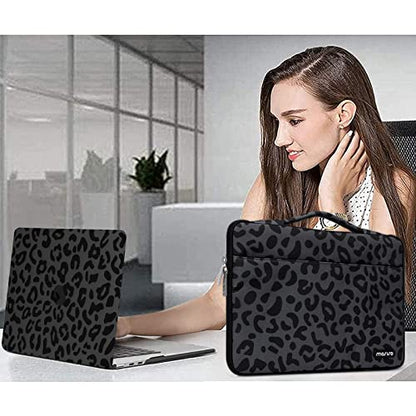 MOSISO Compatible with MacBook Air 13 inch Case 2026-2022 M5 A3449 M4 A3240 M3 A3113 M2 A2681, Leopard Grain Hard Shell&Bag&Keyboard Cover&Webcam Cover&Screen Film for MacBook Air 13.6 inch,Black