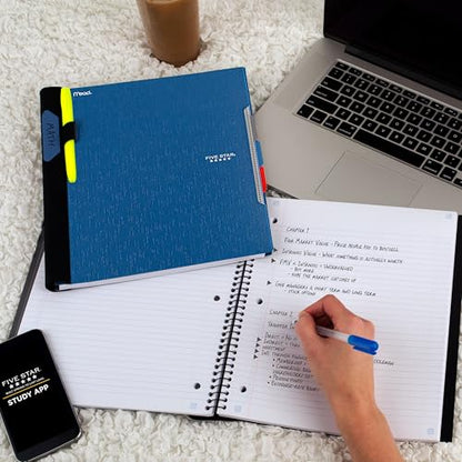 Five Star Advance Spiral Notebook + Study App, 3 Subject, College Ruled Paper, 8-1/2" x 11", 150 Sheets, Spiral Guard, Movable Tabbed Dividers, Pacific Blue (73138) (Pack of 6) - color: Pacific Blue, size: Pack of 6
