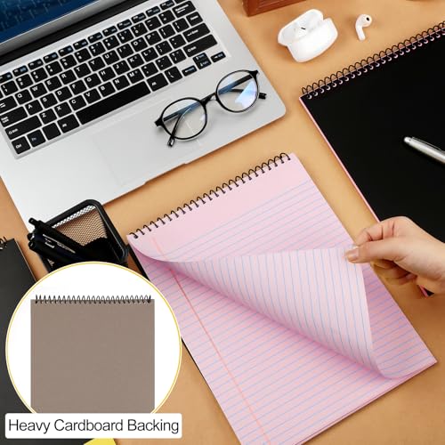 Resurhang 6 Pcs Legal Pad Top Spiral Bound Notebook 70 Sheets Double Sided College Ruled Paper Notepad Memo Steno Pad with Stiff Cover for Business College(8.5 x 11 Inches,No Holes,Pink) - color: Pink, size: 8.5 x 11 Inches, style: No Holes
