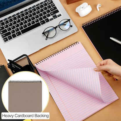 Resurhang 6 Pcs Legal Pad Top Spiral Bound Notebook 70 Sheets Double Sided College Ruled Paper Notepad Memo Steno Pad with Stiff Cover for Business College(8.5 x 11 Inches,No Holes,Pink) - color: Pink, size: 8.5 x 11 Inches, style: No Holes