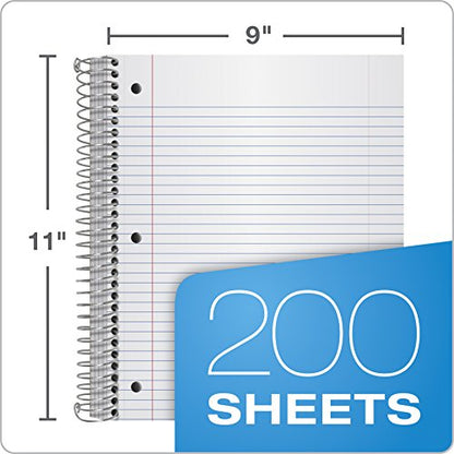 Oxford Spiral Notebooks, 5 Subject, College Ruled Paper, Durable Plastic Cover, 200 Sheets, 5 Divider Pockets, 2 per Pack (10388) - size: 5-Subject