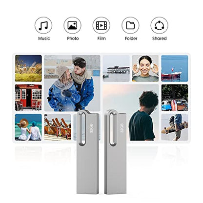 Aiibe 32GB Metal USB Flash Drive 10 Pack 32GB Thumb Drive USB Drive USB 2.0 Memory Stick Jump Drive 32 GB Zip Drives with Keychain, Silver - color: Silver 10 Pack, size: 32GB