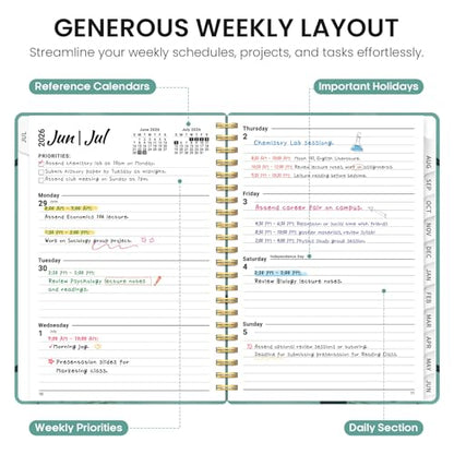 Planner 2026-2027, Academic Year Monthly and Weekly Calendar Planner, Jul 2026 - Jun 2027, Hardcover Teacher Student Planning Agenda book with Tabs, Perfect for School Office Supplies, 6.3" x 8.5" - Depths Whale - color: D-Depths Whale, size: (6.3"x8.5")a
