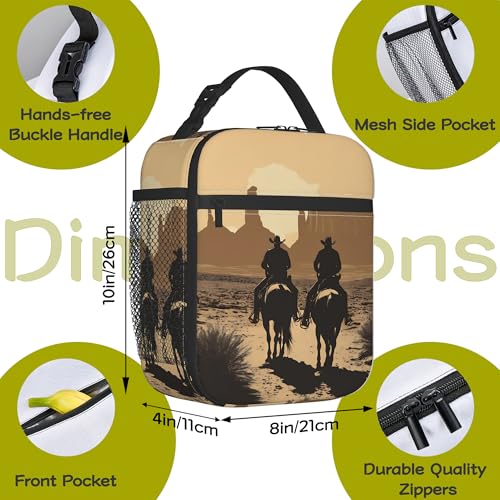 Western Cowboy Lunch Box Bag, Portable Lunch Bag,Reusable Insulated Freezer Lunch Bag for Men Women Kids Picnic Camping and Work - color: Western Cowboy