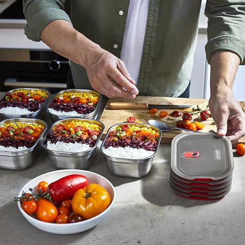 BLACK + BLUM Stainless Steel Microwave Safe Container Set | 20 oz x 3 | Leak Proof & Airtight, Metal Meal Prep Containers, Durable & Reusable, Stackable Food Storage, Lunches & Portion Prep - size: Small Box Set (600ml x 3)