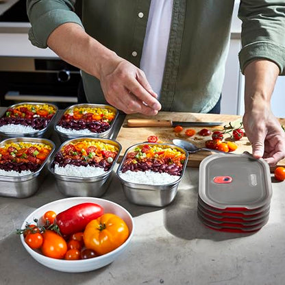 BLACK + BLUM Stainless Steel Microwave Safe Container Set | 20 oz x 3 | Leak Proof & Airtight, Metal Meal Prep Containers, Durable & Reusable, Stackable Food Storage, Lunches & Portion Prep - size: Small Box Set (600ml x 3)