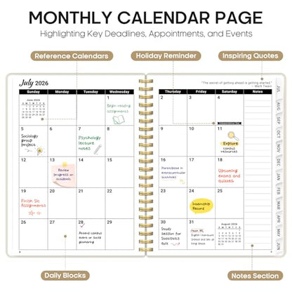 Planner 2026-2027, 8.5" x 11" Weekly and Monthly Academic Year Planner Calendar, July 2026 - June 2027, Hardcover Large School Planning Agenda With Tabs, Perfect for School & Office Supplies, A4, Beige - color: H-Beige, size: A4(8.5"x11")