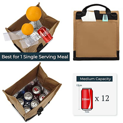 SUNNY BIRD Insulated Lunch Bag Rolltop Lunch Box (Brown) - color: Brown