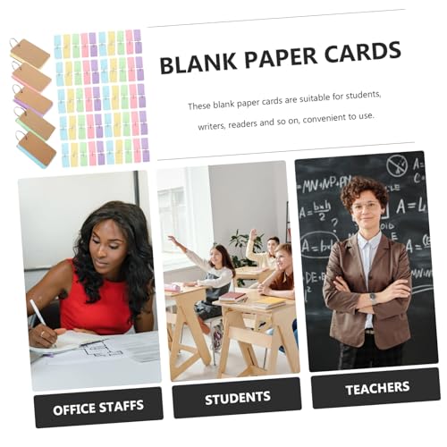 FOMIYES 50sheets Portable Blank Flash Cards with Binder Rings Durable Note Cards Colors for Learning Memo and Creative Diy Projects Students and Office Use