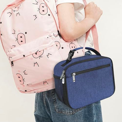 Kids Lunch Box for Boys Girls Lunch Bag Insulated Durable Lunchbox Children Lunch Tote Bag for School Dark Blue - color: Dark Blue
