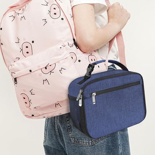 Kids Lunch Box for Boys Girls Lunch Bag Insulated Durable Lunchbox Children Lunch Tote Bag for School Dark Blue - color: Dark Blue