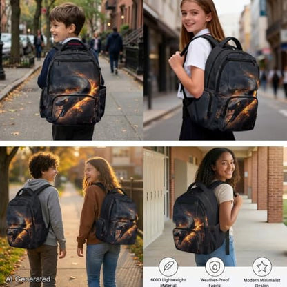 Black Snake Backpack for Kids Backpacks for Girls with Lunch Box and Water Bottle Carrier Pencil Case 4PCS Set Boys Bookbag 10-12 17 inch School Bag to Store Pens,Crayon Box,Snacks, Toys - color: Black Snake