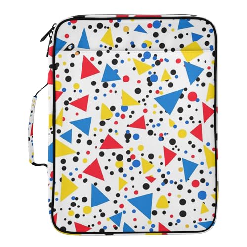 Colorful Triangle Dots Accordion File Organizer Expanding File Folder Zipper Binder 3 Ring with Handle 500 Sheets Capacity Document Organizer Storage Bag Multi Pockets Design - color: Colorful Triangle Dots