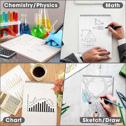 Engrowtic 2 Pack Top Spiral Graph Paper Notebooks 8.7 X11.4 Inch A4 Grid Paper Notepad 70 Sheet Memo Steno Pad for Engineering Writing Sketching Drawing School Office Supplies (Kraft) - color: Kraft