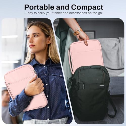 Dadanism 9-11 Inch Tablet Sleeve Padded Carrying Case with Handle, Protective Travel Bag for iPad A16 11" 2025, iPad Air M4/Pro M5 11", iPad 10th Gen 10.9", iPad 10.2", Galaxy Tab A11+ 11", Pink - color: Pink