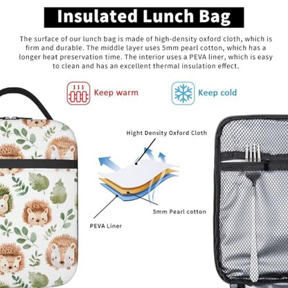 Insulated Lunch Box for Kids Boys Girls, Reusable Lunch Bag for School, Office, Work, Picnic, Travel, Cute Hedgehog Lunch Box - color: lunch box 81