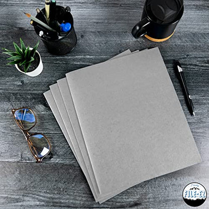 FILE-EZ Two-Pocket Folders, Gray, 125-Pack, Textured Paper, Letter Size (EZ-32430) - color: Gray, size: 125 Folders