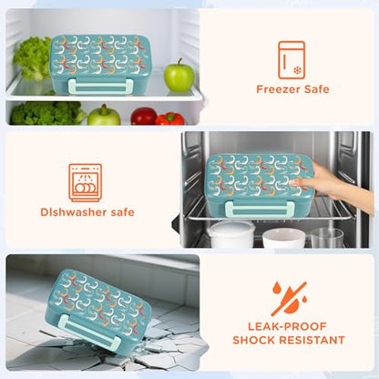 MAISON HUIS Bento Box for Kids with 8oz Soup Thermo, Insulated Lunch Bag & 17oz Water Bottle, 2-Compartment Bento Box with Built-In Ice Pack, Leak-Proof & BPA-Free - color: Blue1